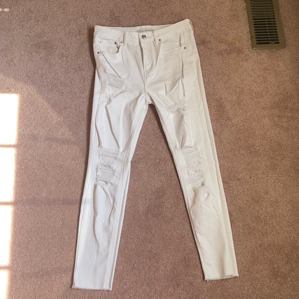 Wild fable white distressed skinny high rise jeans